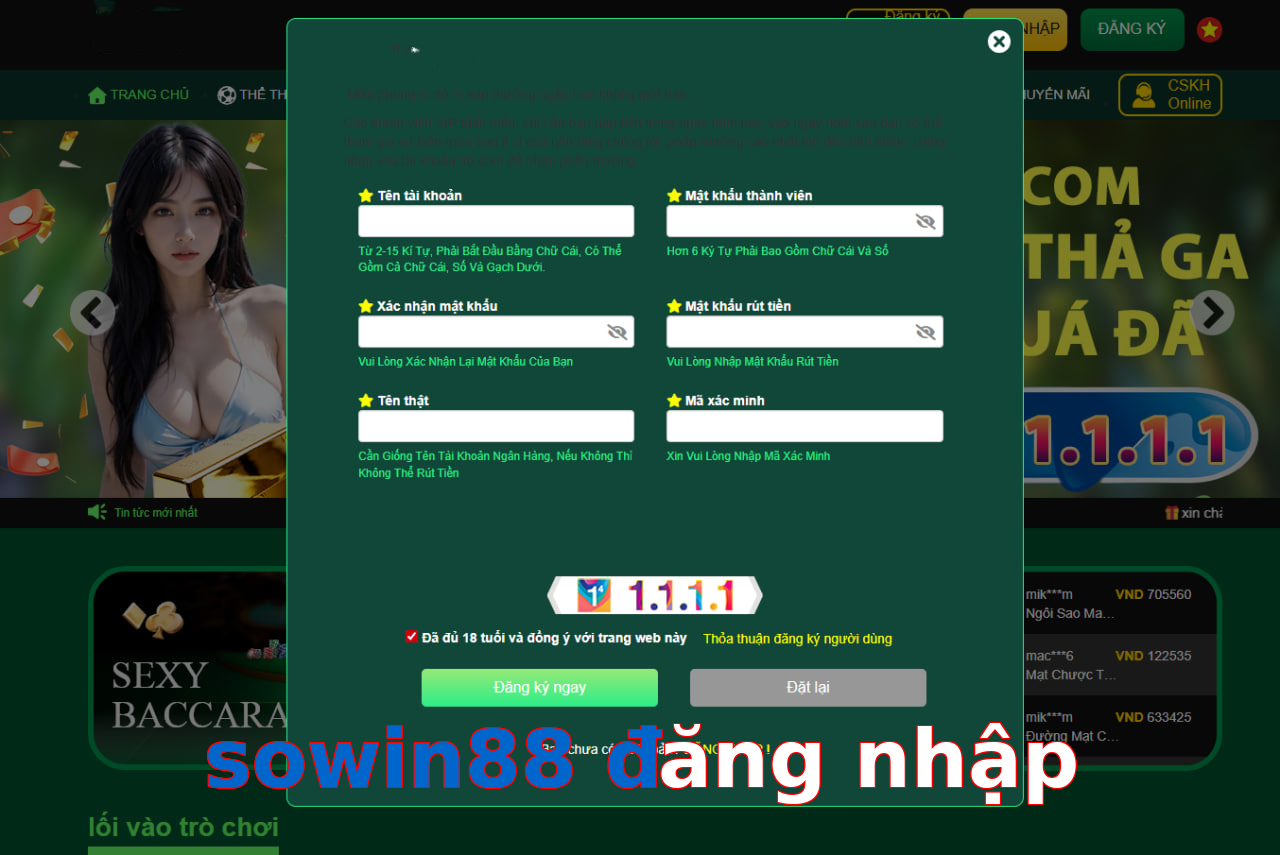 sowin88 đăng nhập